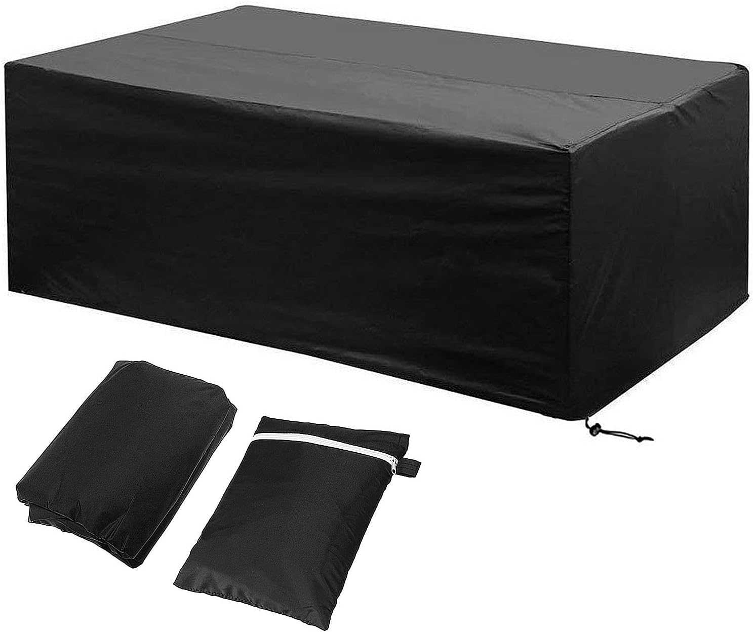 Garden Furniture Covers Waterproof 242x162x100cm Rectangular Dustproof Protective Cover 210D Oxford Fabric Black